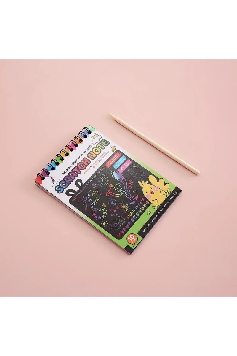 green Scratch Art Coloring Book Rainbow Scratch Notes Magic Painting Paper with Stick Pen for Kids C