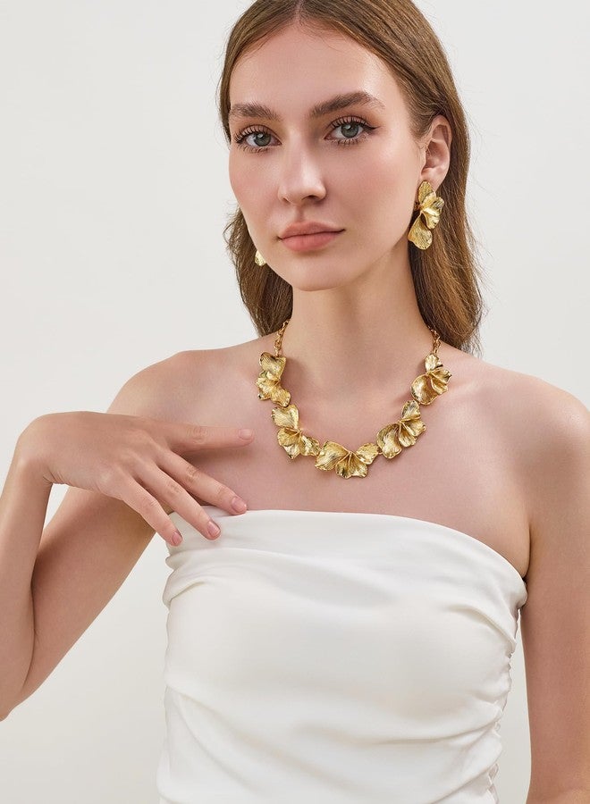 WOWORAMA Chunky Statement Necklace for Women Boho Vintage Flower Necklaces Trendy Sectored Floral Choker Necklace for Party Prom Jewelry - Image 2