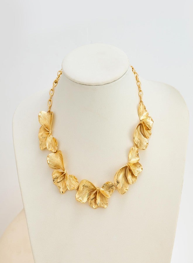 WOWORAMA Chunky Statement Necklace for Women Boho Vintage Flower Necklaces Trendy Sectored Floral Choker Necklace for Party Prom Jewelry - Image 4