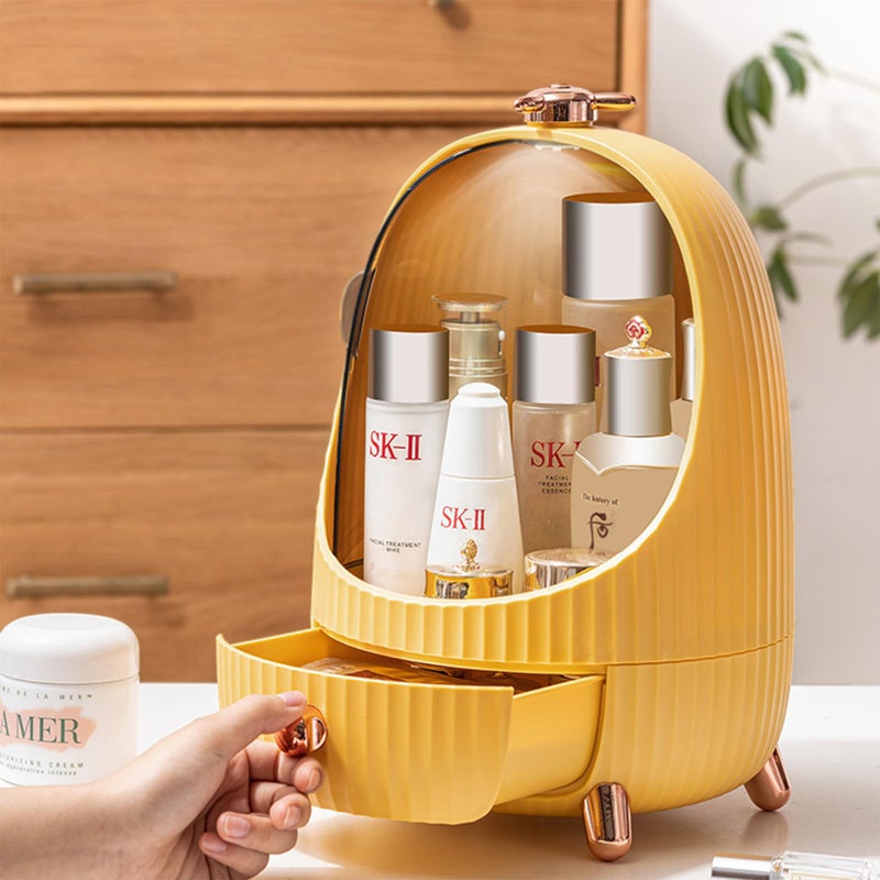 Kuber Industries Kuber Industries Pack of 6 Household Cosmetic Organizer Storage Box | Cute Modern Look | Plastic Storage box for Brushes, Eyeshadow, Lotions, Lipstick, Nail Polish | 1029YL | Yellow  - Image 2
