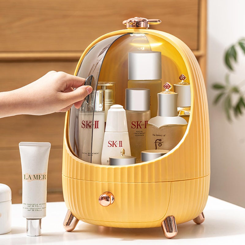 Kuber Industries Kuber Industries Pack of 6 Household Cosmetic Organizer Storage Box | Cute Modern Look | Plastic Storage box for Brushes, Eyeshadow, Lotions, Lipstick, Nail Polish | 1029YL | Yellow  - Image 4