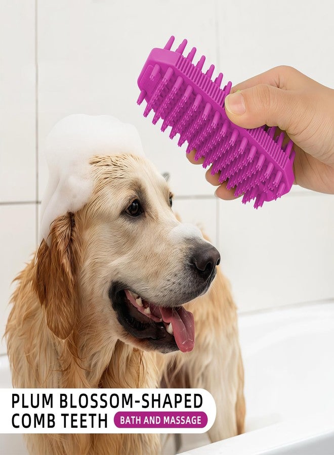 Histotree Rose Red 3-in-1 Double-Sided Dog Shampoo Brush Dog Washing Brush Massage Bath Brush for Dogs and Cats Remove Loose Hair Knots Gentle Pet Grooming Tool Deep Cleansing - Image 3