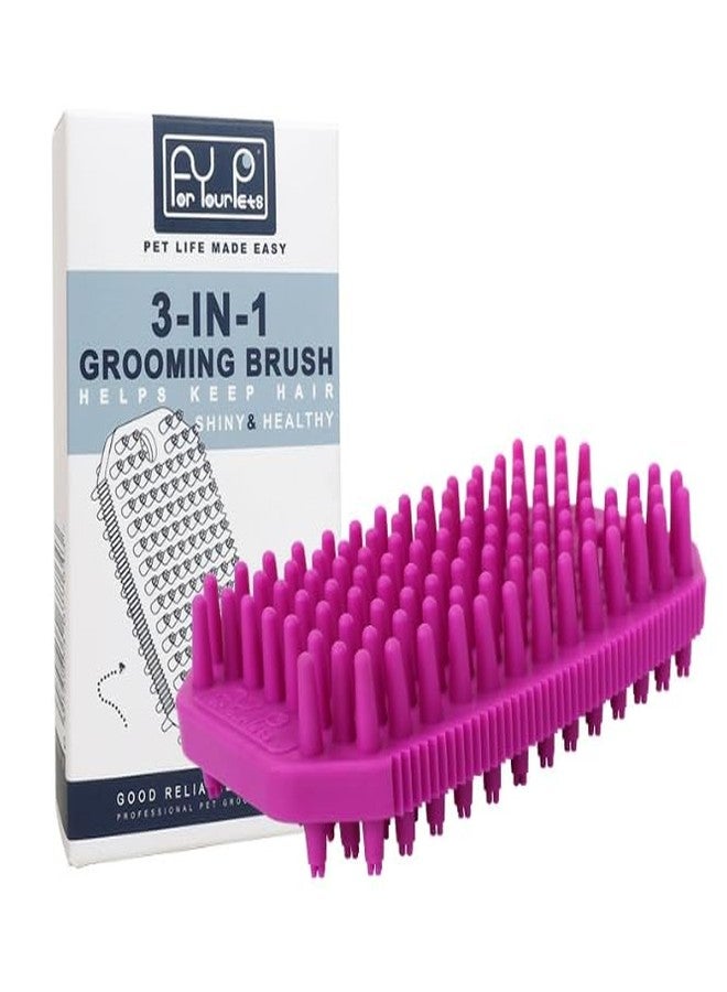 Histotree Rose Red 3-in-1 Double-Sided Dog Shampoo Brush Dog Washing Brush Massage Bath Brush for Dogs and Cats Remove Loose Hair Knots Gentle Pet Grooming Tool Deep Cleansing - Image 1
