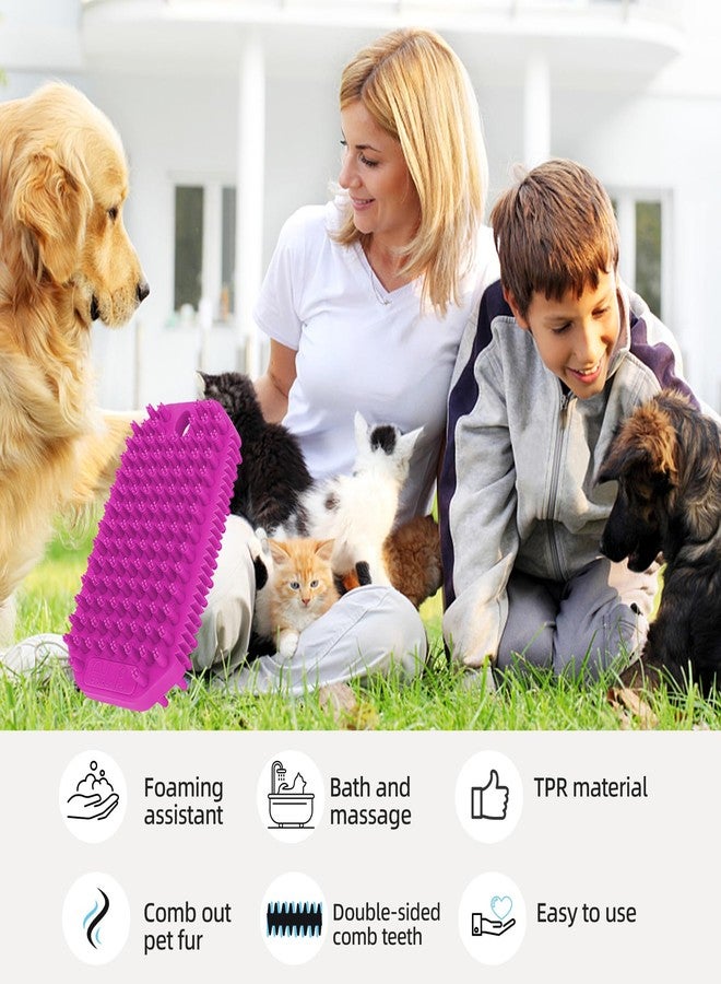 Histotree Rose Red 3-in-1 Double-Sided Dog Shampoo Brush Dog Washing Brush Massage Bath Brush for Dogs and Cats Remove Loose Hair Knots Gentle Pet Grooming Tool Deep Cleansing - Image 5