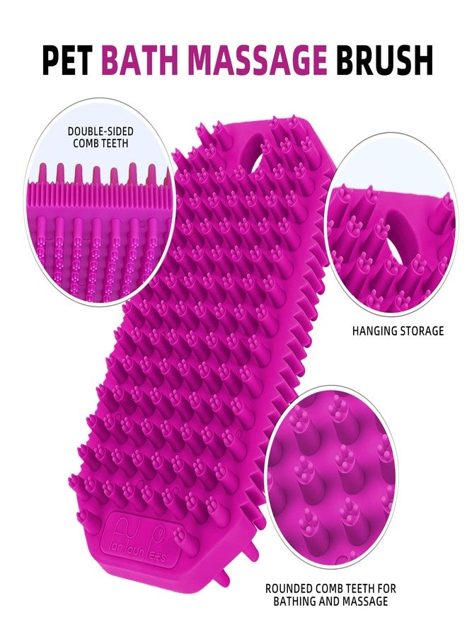 Histotree Rose Red 3-in-1 Double-Sided Dog Shampoo Brush Dog Washing Brush Massage Bath Brush for Dogs and Cats Remove Loose Hair Knots Gentle Pet Grooming Tool Deep Cleansing - Image 2