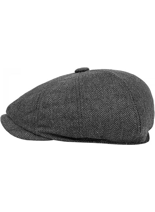 Arabest - Men's Cotton Flat Cap Ivy Gatsby Newsboy Hat, Breathable Hat Beret Cap Cabbie Caps for Men Women, 8 Panel Herringbone Tweed Gatsby Hat - Image 1