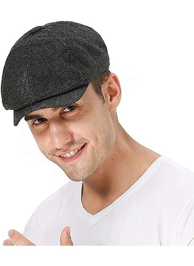 Arabest - Men's Cotton Flat Cap Ivy Gatsby Newsboy Hat, Breathable Hat Beret Cap Cabbie Caps for Men Women, 8 Panel Herringbone Tweed Gatsby Hat - Image 1