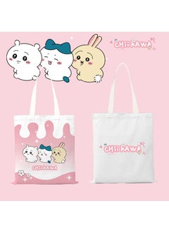 New Jiyka Wow chiikawa Animation Surrounding Canvas Bag Large Capacity Shoulder Bag Simple Student Bag WomenThe egg flower hum cute left look chiikawa The egg flower hum cute left look chiikawa