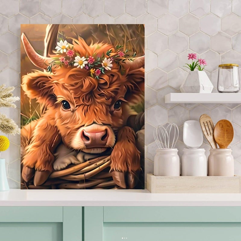 Meothan Highland Cow Diamond Painting Kits for Adults Beginners - Cow Diamond Art Kits for Adults, Full Drill DIY 5D Diamond Painting Cows Baby Gem Art Crafts Kits for Home Wall Decor 12x16 in - Image 2