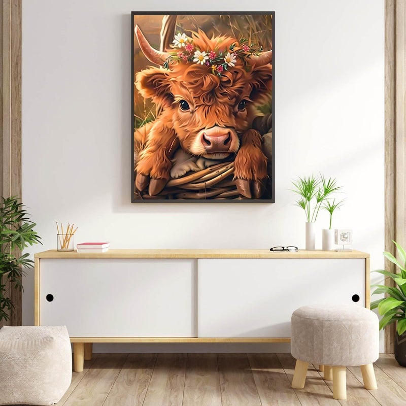 Meothan Highland Cow Diamond Painting Kits for Adults Beginners - Cow Diamond Art Kits for Adults, Full Drill DIY 5D Diamond Painting Cows Baby Gem Art Crafts Kits for Home Wall Decor 12x16 in - Image 4