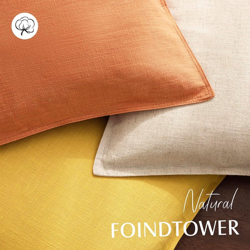 Foindtower Pack of 2, Decorative Linen Soild Throw Pillow Covers Soft Accent Euro Cushion Case Boho Farmhouse Pillowcase for Chair Couch Sofa Bedroom Living Room Home Decor 20 x 20 Inch Dusty Orange - Image 4