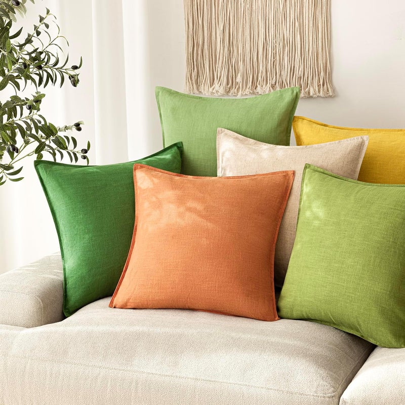Foindtower Pack of 2, Decorative Linen Soild Throw Pillow Covers Soft Accent Euro Cushion Case Boho Farmhouse Pillowcase for Chair Couch Sofa Bedroom Living Room Home Decor 20 x 20 Inch Dusty Orange - Image 5