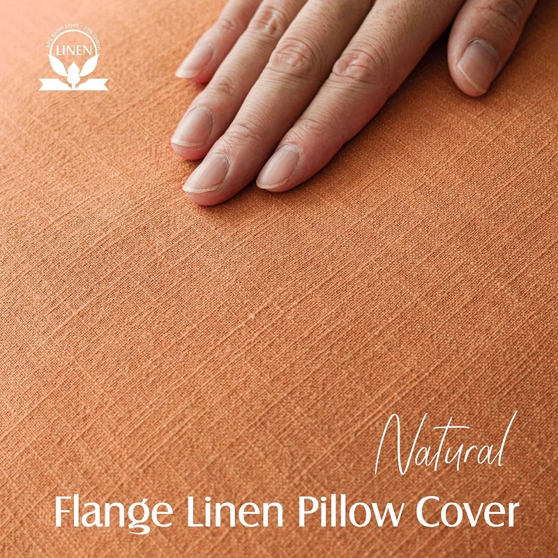 Foindtower Pack of 2, Decorative Linen Soild Throw Pillow Covers Soft Accent Euro Cushion Case Boho Farmhouse Pillowcase for Chair Couch Sofa Bedroom Living Room Home Decor 20 x 20 Inch Dusty Orange - Image 2