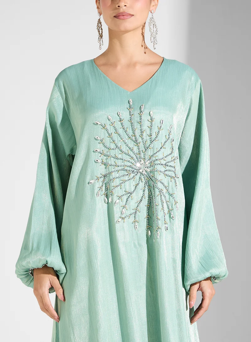 hayas closet Stone & Beadwork With Belt Jalabiya