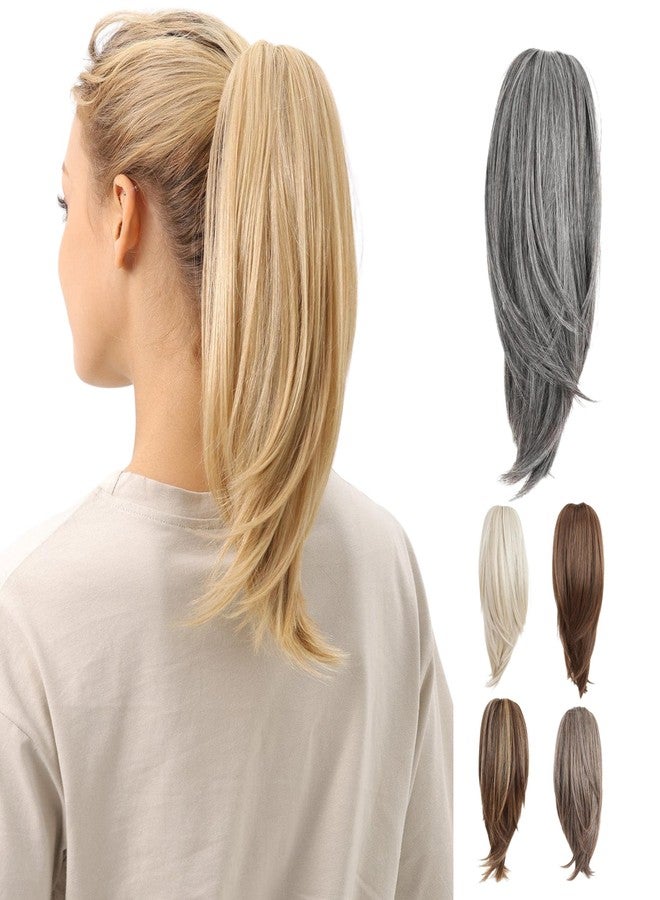JUVABUN Straight ponytail 15''-Salt And Pepper|Claw Clip In Ponytail Hair Extensions | Synthetic clips pony tails hair extensions |Hair Extensions for Women|Straight ponytail extension real human hair - Image 1