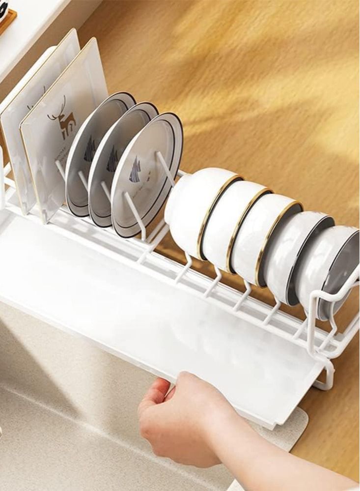 Perfii Stainless Steel Dish Rack with Removable Cutlery Holder and Drainboard Compact Dish Drainer and Storage Rack for Bowls Plates and Utensils Ideal for Kitchen Countertop Sink or Cabinet - Image 4