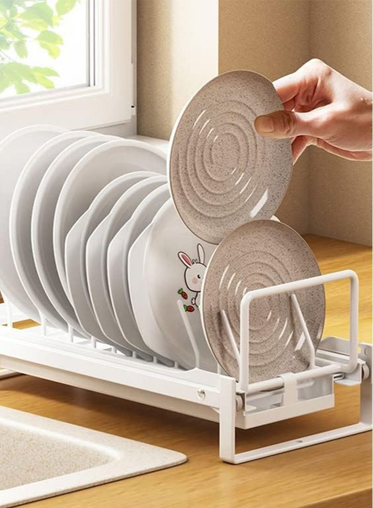 Perfii Stainless Steel Dish Rack with Removable Cutlery Holder and Drainboard Compact Dish Drainer and Storage Rack for Bowls Plates and Utensils Ideal for Kitchen Countertop Sink or Cabinet - Image 3