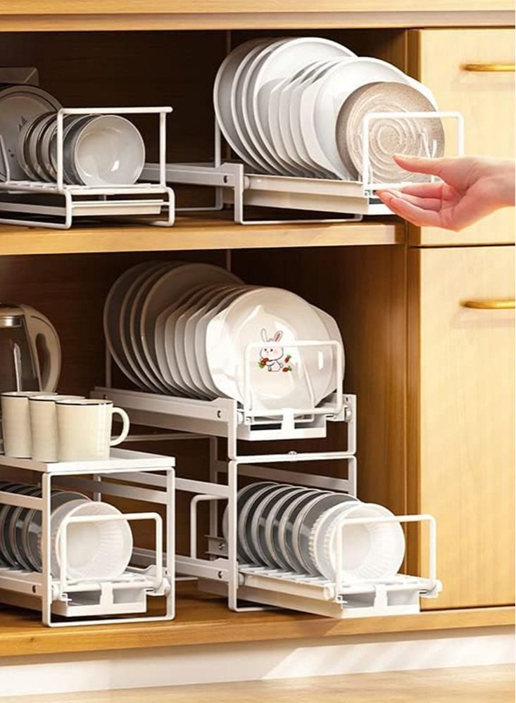 Perfii Stainless Steel Dish Rack with Removable Cutlery Holder and Drainboard Compact Dish Drainer and Storage Rack for Bowls Plates and Utensils Ideal for Kitchen Countertop Sink or Cabinet - Image 5