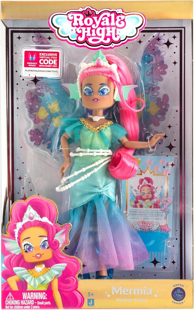 Royale High 9” Fashion Doll - Mermia The Water Fairy, Wave 1, Series 1 - Fairy Journal, Comb, and Virtual Item Code Included - Ages 5+ - Image 3