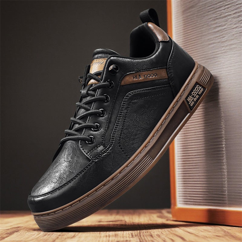 Popular Dropshipping 2025 All-Season Leather Men'S Shoes Trendy New British Retro Fashion Casual Leather Shoes Flat Sneakers - Image 4