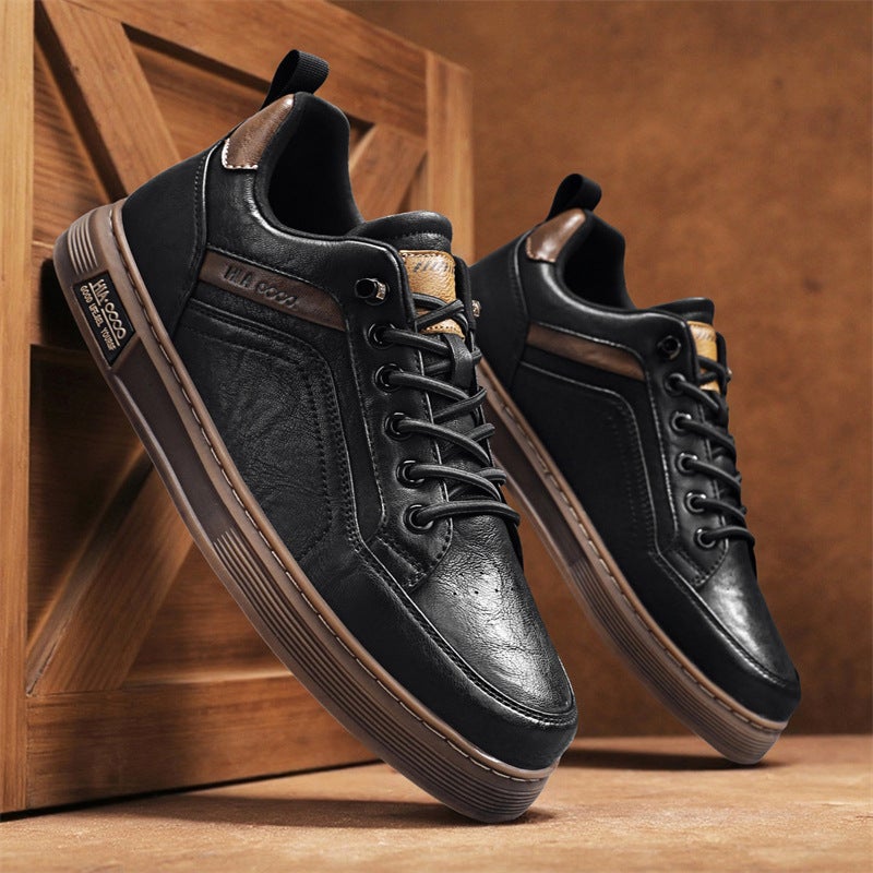 Popular Dropshipping 2025 All-Season Leather Men'S Shoes Trendy New British Retro Fashion Casual Leather Shoes Flat Sneakers - Image 5