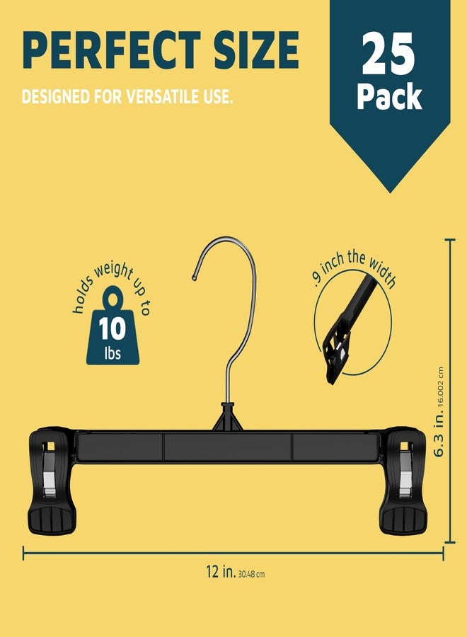 لايف ماستر مجموعة علاقات ملابس لايف ماستر مع مشابك، 25 قطعة، علاقات ملابس متينة بطول 12 بوصة مزودة بمشابك مانعة للانزلاق وخطاف دوار 360 درجة، منظم خزانة موفر للمساحة للسراويل والتنانير والشورتات، رمادي - Image 2