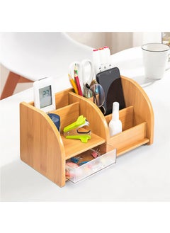 Hobi Market Art Hobby Market Art Bamboo Wooden Drawer Pen Holder Multi-Purpose Desktop Makeup Organizer Organizer  - Image 1