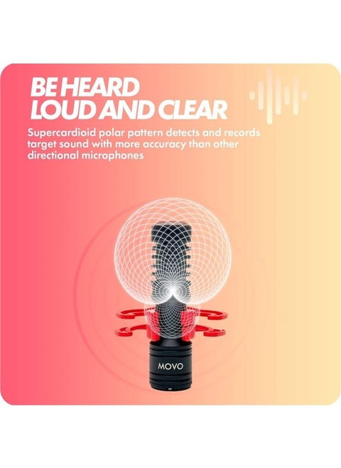 VXR10-PRO External Video Microphone for Camera with Rycote Lyre Shock Mount - Battery-Free ,Compact Shotgun Mic Compatible with DSLR Cameras and iPhone, Android Smartphones
