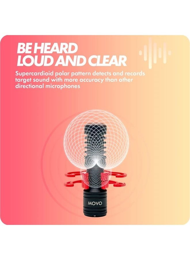 Movo - VXR10-PRO External Video Microphone for Camera with Rycote Lyre Shock Mount - Battery-Free ,Compact Shotgun Mic Compatible with DSLR Cameras and iPhone, Android Smartphones - Image 1