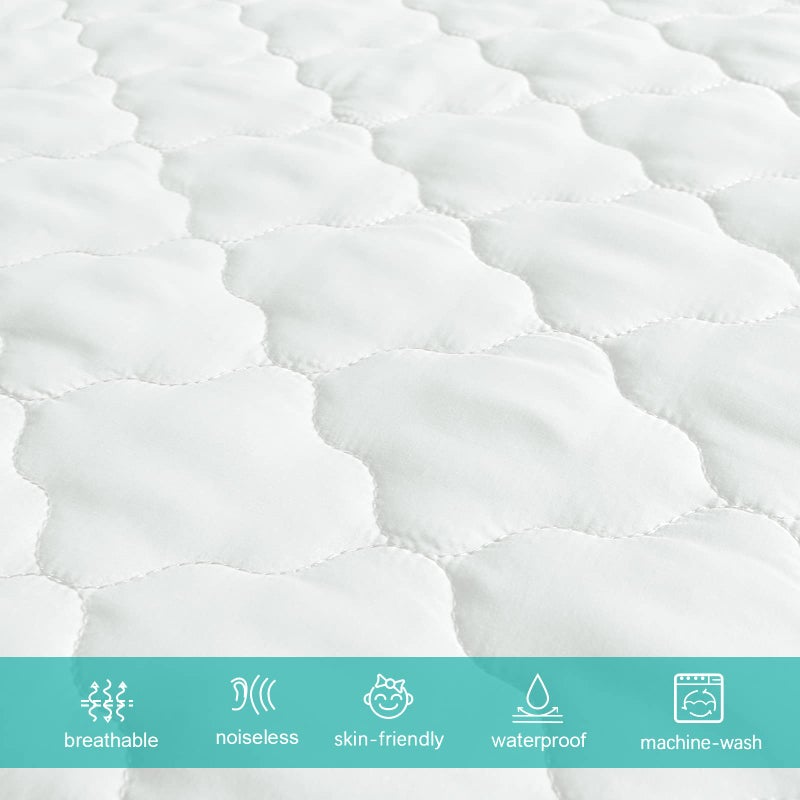 Biloban Pack and Play Mattress Pad Protector Waterproof, Pack and Play Sheets Quilted- 39" x 27" Fitted for Graco Playard | Mini & Portable Mattresses -Washable Ultra Soft Padding - Image 4