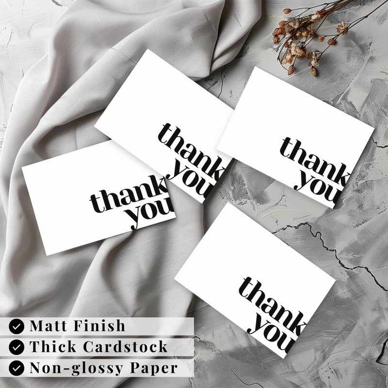 Paper Play Thank You Cards Bulk Pack of 40 White, 5x3.5 Inches with Matching Stickers & Envelopes, Minimalistic Design Suitable for Business, Baby Shower, Wedding, Small Business, Graduation, Funeral - Image 4
