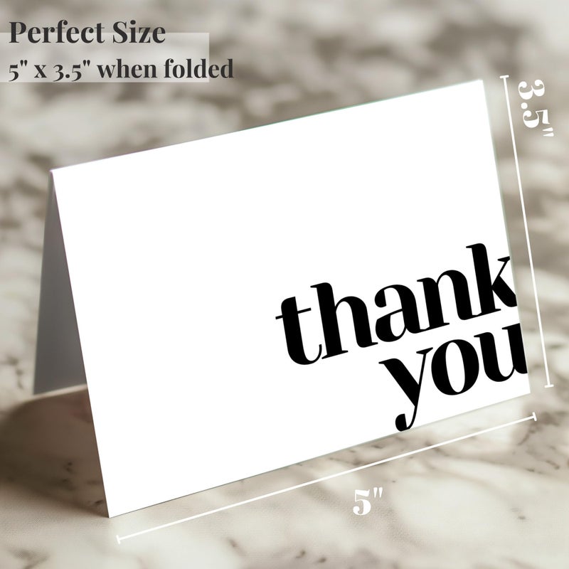Paper Play Thank You Cards Bulk Pack of 40 White, 5x3.5 Inches with Matching Stickers & Envelopes, Minimalistic Design Suitable for Business, Baby Shower, Wedding, Small Business, Graduation, Funeral - Image 2