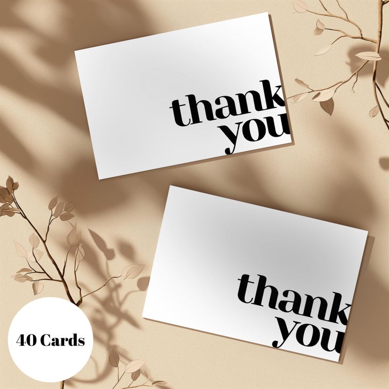 Paper Play Thank You Cards Bulk Pack of 40 White, 5x3.5 Inches with Matching Stickers & Envelopes, Minimalistic Design Suitable for Business, Baby Shower, Wedding, Small Business, Graduation, Funeral - Image 5