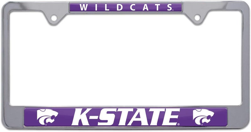 AMG Auto Emblems Premium Shiny Chrome Metal License Plate Frame - Kansas State Wildcats