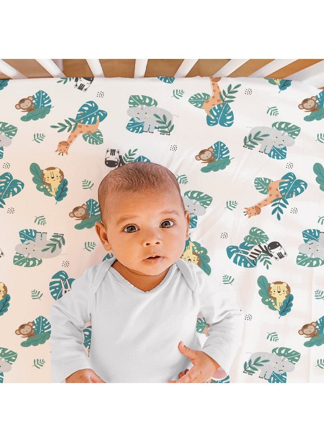 The Peanut Shell The Peanutshell 3 Piece Baby Crib Bedding Set for Boys & Girls - Newborn, Infant & Toddler Nursery Bed Set Decor with Fitted Crib Sheet, Dust Ruffle Comforter - Safari Adventures - Image 3