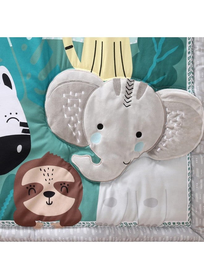 The Peanut Shell The Peanutshell 3 Piece Baby Crib Bedding Set for Boys & Girls - Newborn, Infant & Toddler Nursery Bed Set Decor with Fitted Crib Sheet, Dust Ruffle Comforter - Safari Adventures - Image 5