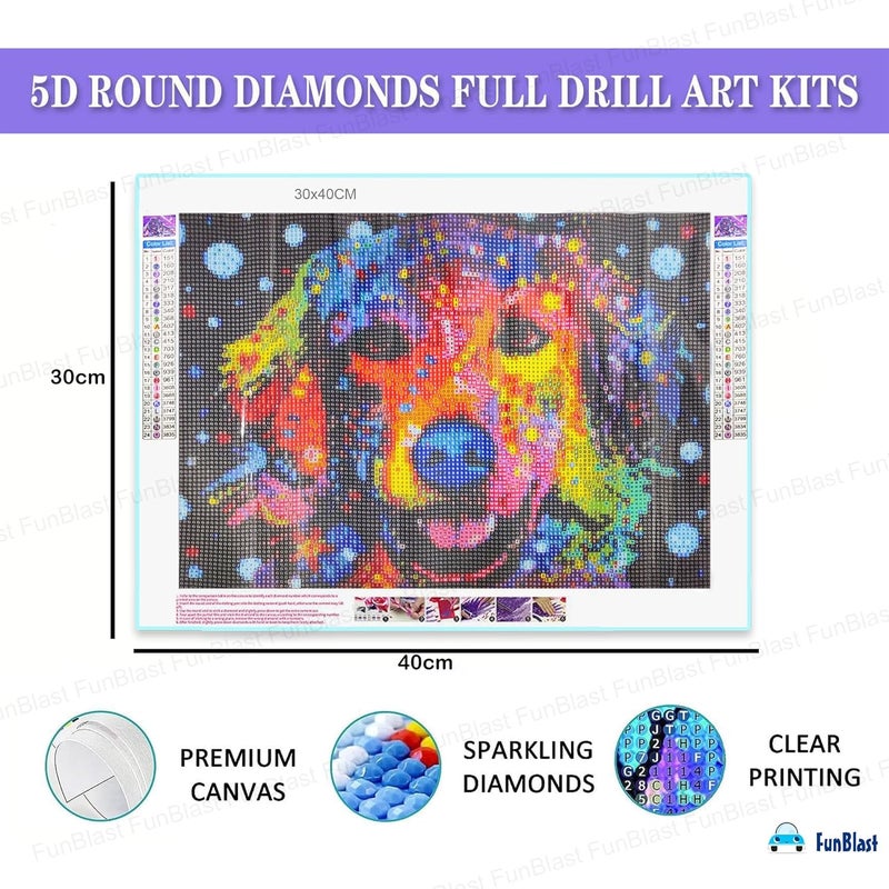 FunBlast FunBlast 5D Diamond Painting Kit 12x16inch Diamond Painting Kit for Adults Kids Suitable for Home Leisure and Wall Decoration Gift for Kids and Adults Colorful Dog  - Image 2