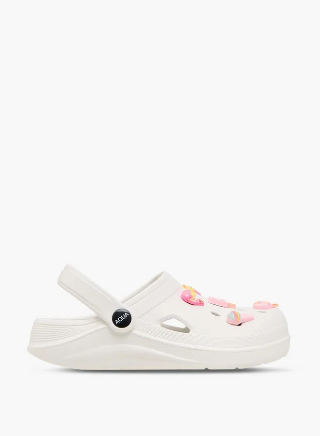 Aqua Girls Jibbitz Accent Clogs with Backstrap