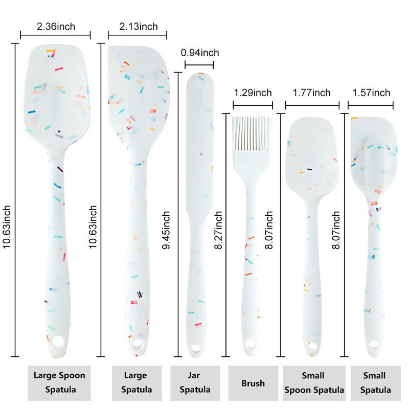Shebaking Silicone Spatula Set 6 Piece Heat Resistant Rubber Spatulas Set for Baking Cooking and Mixing Kitchen Utensils Seamless One Piece Spatula with Stainless Steel Core Nonstick Dishwasher Safe - Image 3