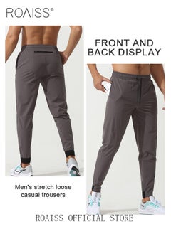 roaiss Men Sports Pants for Running Fitness Cycling Quick Dry Woven Workout Pants with Multiple Pockets Elastic Waistband and Tapered Cuffs Comfortable and Loose Fit Casual Long Trousers  - Image 5