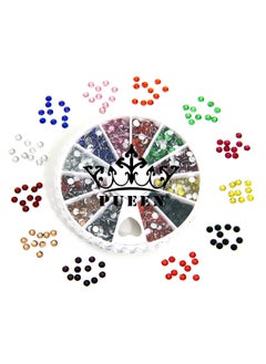 PUEEN PUEEN 3d Nail Art Wheel of Round Brilliant 14 Cut 3mm - 10ss Resin Rhinestones Studs in 12 Colors for Cellphones & Nails Decorations 