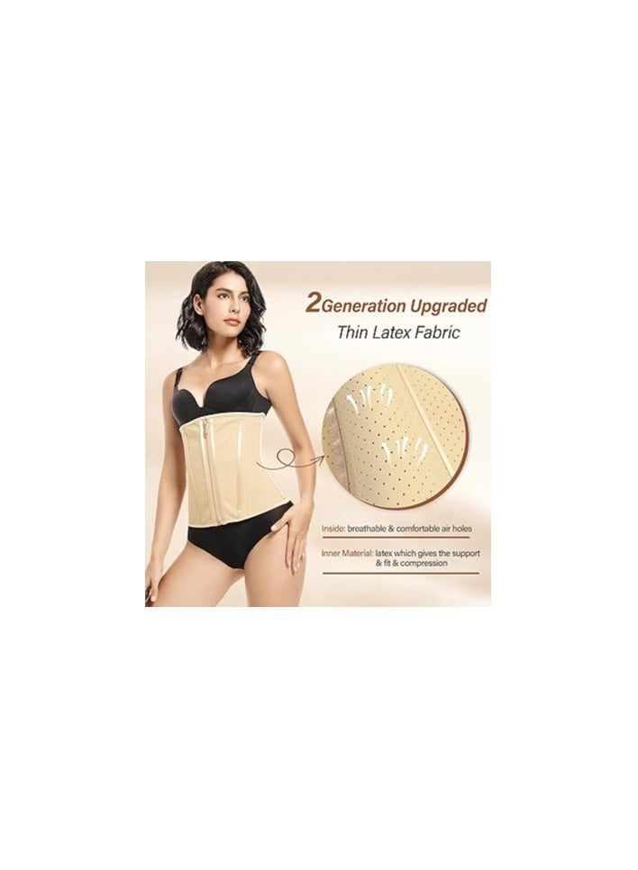 Latex Waist Trainer for Women, Lower Belly Fat Loss, Breathable Workout Waist Cincher with Zipper Hook, Slimming Body Shaper for Enhanced Fitness and Effective Waist Training. - Image 2
