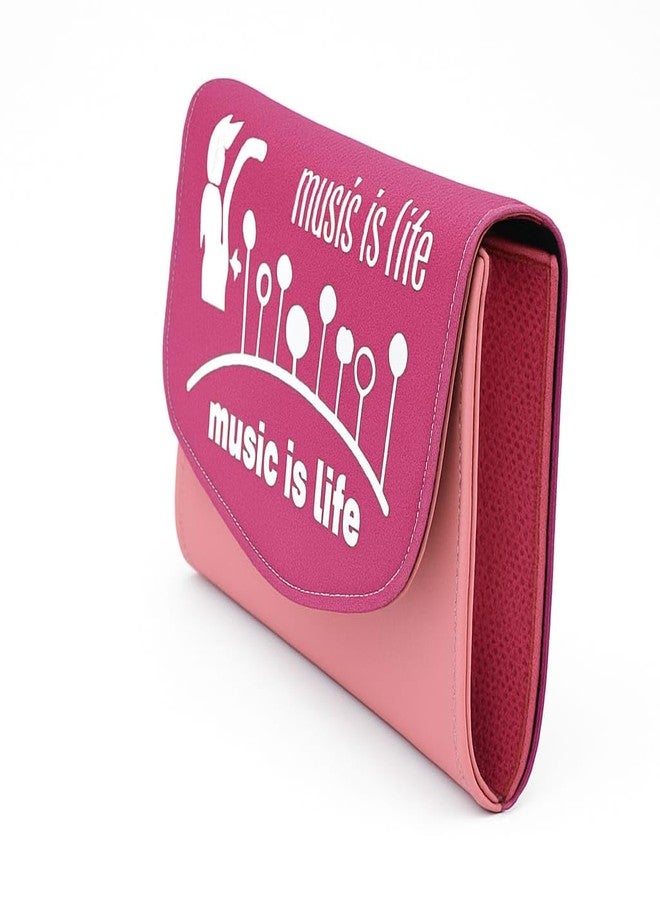 Trendy Unique Heart Design PU Leather Zipper Wallet with Love is Life Design, Cash Coin Long Purse Card Holder Girls & Women, Maroon and Peach - Image 3