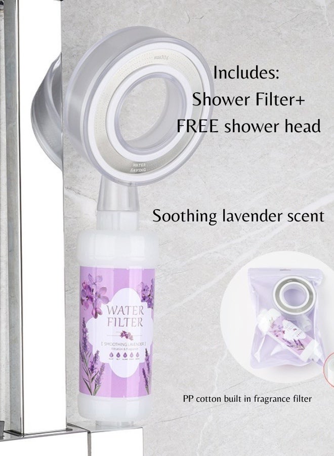 LUNA Home 2pc Set Fragrance Shower Head Filter with Free shower head, Lavender. - Image 2