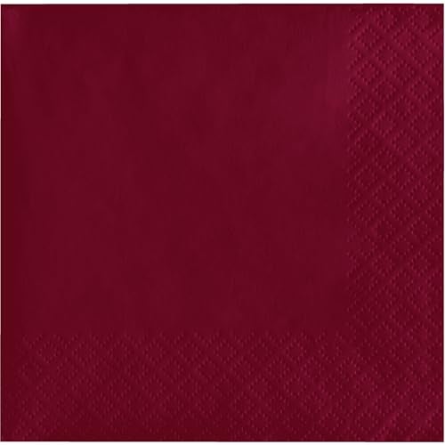 Creative Converting Touch of Color 200 Count 2-Ply Paper Beverage Napkins, Burgundy, 5" x 5" - Image 1
