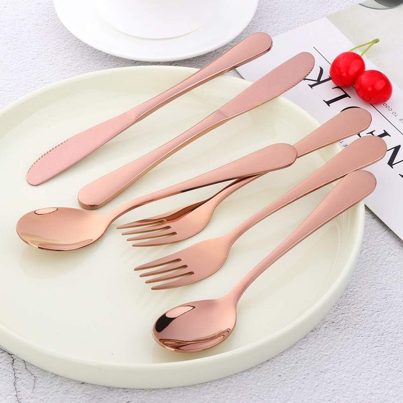 Bisda Flatware Silverware sets 6pcs 188 Stainless Steel Cutlery Serving for 2 BPAfree Dinner Knife Fork Spoon Kitchen Utensils Mirror Polished Rose Gold2 - Image 2