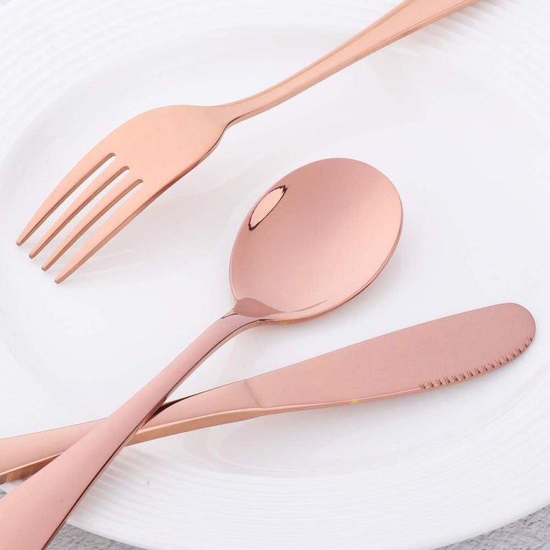 Bisda Flatware Silverware sets 6pcs 188 Stainless Steel Cutlery Serving for 2 BPAfree Dinner Knife Fork Spoon Kitchen Utensils Mirror Polished Rose Gold2 - Image 3
