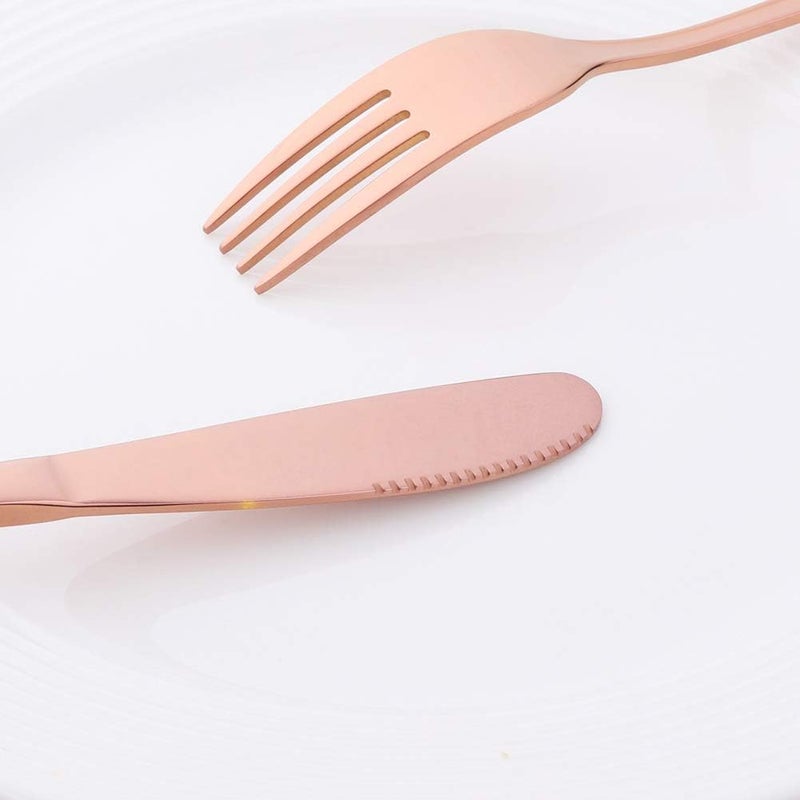 Bisda Flatware Silverware sets 6pcs 188 Stainless Steel Cutlery Serving for 2 BPAfree Dinner Knife Fork Spoon Kitchen Utensils Mirror Polished Rose Gold2 - Image 4