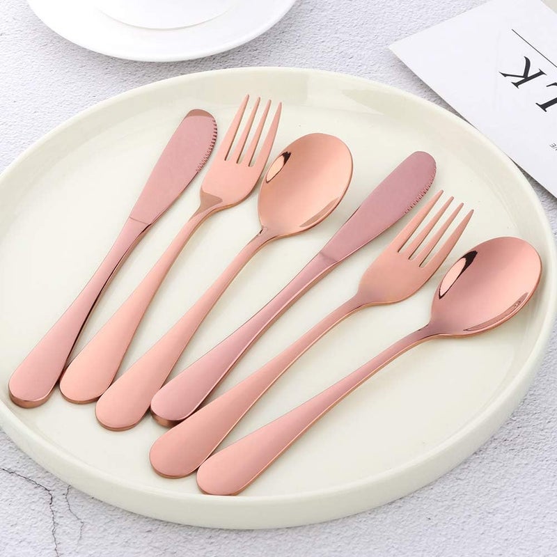 Bisda Flatware Silverware sets 6pcs 188 Stainless Steel Cutlery Serving for 2 BPAfree Dinner Knife Fork Spoon Kitchen Utensils Mirror Polished Rose Gold2 - Image 5