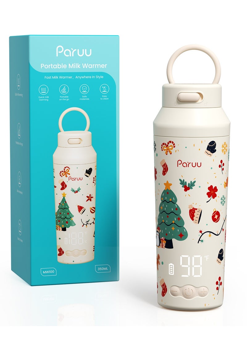 Paruu سخان زجاجة محمول للسفر، فوهة واسعة سهلة التنظيف، سخان حليب محمول مع تسخين سريع لتغذية الليل، 7 إعدادات حرارة، سعة كبيرة 12 أونصة - Image 1